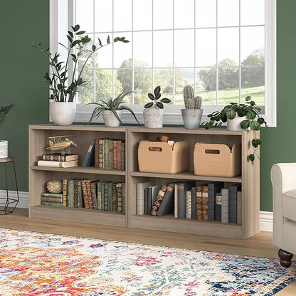 Bush Furniture Universal Small 2 Shelf Bookcase in Ash Gray