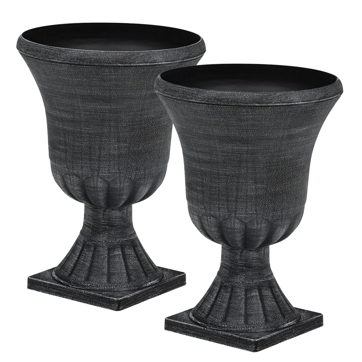 Autodaya 22" Handmade Washed Black Urn Planters Set of 2 Plastic Pots (2 Count)