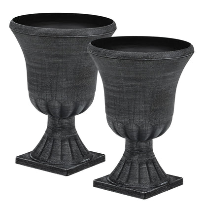 Autodaya 22" Handmade Washed Black Urn Planters Set of 2 Plastic Pots (2 Count)