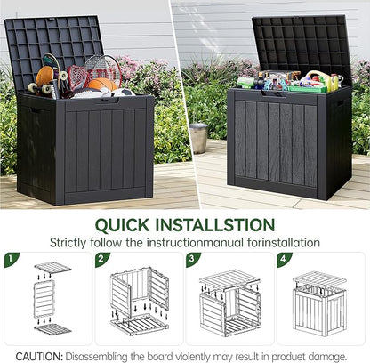 NUNU LAB 32 Gallon Resin Outdoor Storage Box 2 Pack Waterproof Deck Box for Patio Cushions, Garden Tools, Pool Accessories,Backyard Storage Bin,Black
