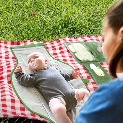 Portable Changing Pad for Baby, Travel Diaper Changing Pad for Newborn, Large Waterproof Baby Changing Mat, Foldable & Detachable Diaper Changing Station with Baby Wipes Pockets, Baby Stuff by Pillani