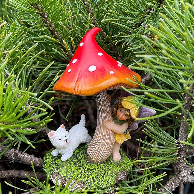 Mood Lab Fairy Garden - Miniature Figurines & Accessories - Hide and Seek Statue Kit - Outdoor or House Decor