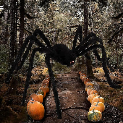 98IN/8.2FT/250CM Halloween Giant Spider Decorations: Largest Fake Scary Hairy Spider - Halloween Huge Plush Toy Spider Props Toy for Indoor Outdoor Creepy Lawn Garden Decor Black