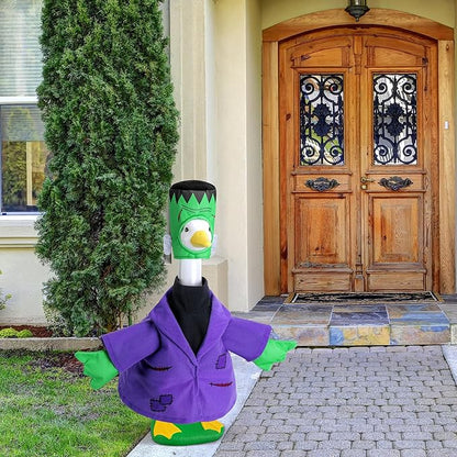 Watayo 2 Pcs/Set Halloween Monster Goose Outfits, Porch Goose Statue Monsters Costume, Lawn Goose Monster Clothes with Hat for 23" Statue Halloween Fall Outdoor Patio Garden Yard Decoration