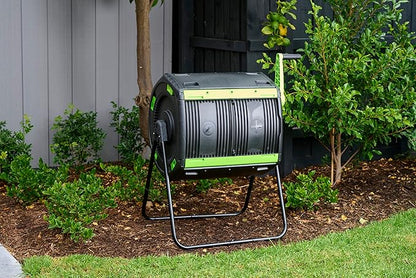 Maze 48 Gallon Outdoor Compost Bin Tumbler for Food Waste - Outdoor Compost Bin for Kitchen Garden & Homestead Heavy Duty Dual Chamber Waste Recycling Machine