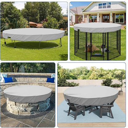ECOOPTS 13 ft Waterproof Round Polyester Pool Cover for Above Ground Pools, Swimming Pool Cover Protector Winter Safety Cover (Light Grey)