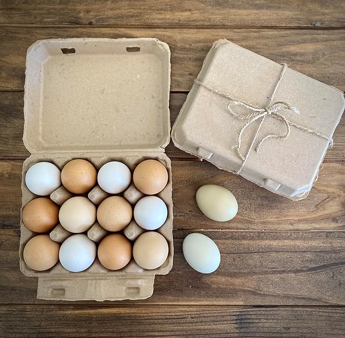 "Vintage Egg Cartons for 12 Large Eggs – Classic 3x4 Layout – Durable Recycled Cardboard – Farmhouse Style – Eco-Friendly Packaging - Tan 65 Pack