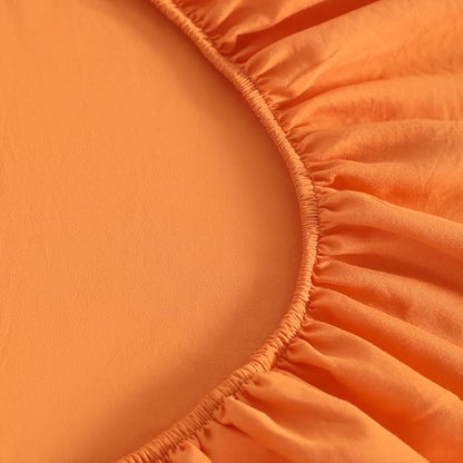 FLXXIE 4 Pieces Toddler Bedding Set, Soft and Breathable Microfiber Crib Sheet Set, Includes Quilted Comforter, Flat Top Sheet, Fitted Sheet, Envelope Pillow Case for Boys and Girls, Orange