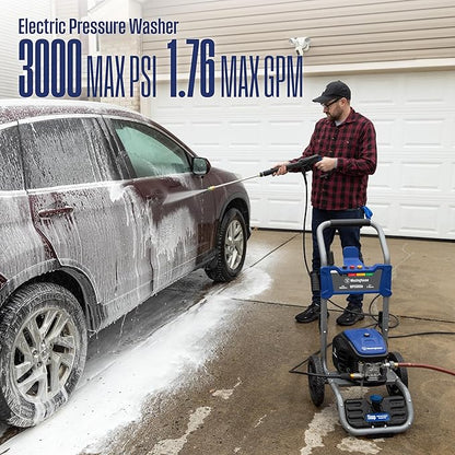 Westinghouse WPX3000e Electric Pressure Washer, 3000 Max PSI and 1.76 Max GPM, Induction Motor, Onboard Soap Tank, Spray Gun and Wand, 5 Nozzle Set, for Cars/Fences/Driveways/Homes/Patios/Furniture