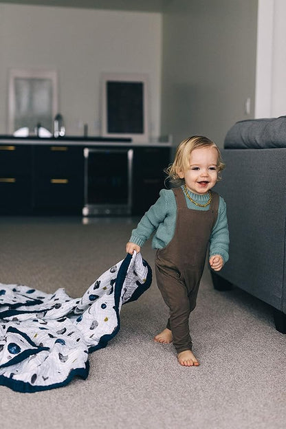 Little Unicorn Premium Quilted Throw | Super Soft, Multi-Layered Muslin XL Blanket| Great for Kids & Families (Planetary)