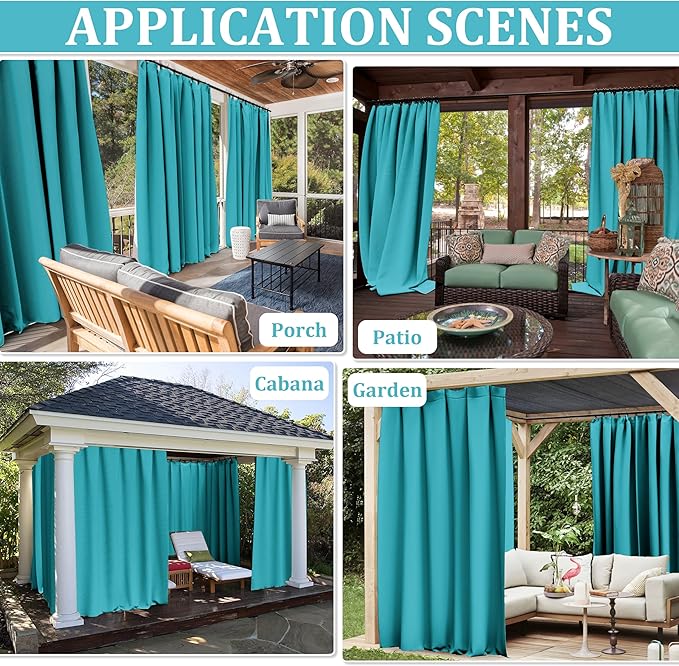 Gazebo Universal Replacement Privacy Curtain,10'×13' Gazebo Outdoor Waterproof Curtains, 4-Panels Sidewall Curtains with Double Zipper for Patio Canopy, Garden and Backyard (Curtain Only)