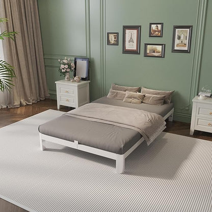 Twin Bed Frames 6 Inch, White Twin Size Bed Frame with Metal Gaskets, No Box Spring Need, Heavy Duty Steel Platform Support, Round Corner Desgin, Easy Assembly, Noiseless