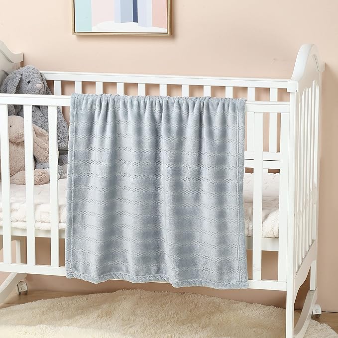 CREVENT 30''X40'' Lightweight Cozy Fluffy Warm Baby Blanket for Girls Boys Infants Toddlers' Bedding Crib Cot Stroller, Baby Shower Birthday Newborn's Gift - Light Grey