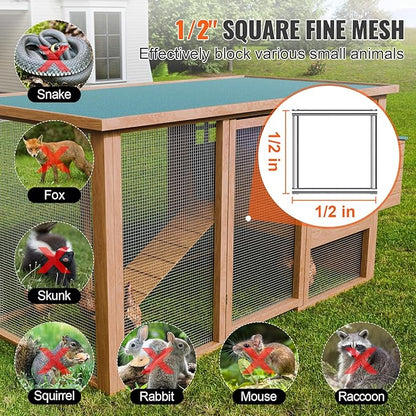 VEVOR Hardware Cloth, 1/2 inch 24in x 50 ft 19 Gauge, Hot Dipped Galvanized Wire Mesh Roll, Chicken Wire Fencing, Wire Mesh for Rabbit Cages, Garden, Small Rodents