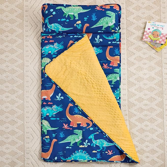 DJY Toddler Nap Mat,Kid Slumber Bag with Removable Pillow & Minky Blanket,Soft Sleeping Mat Perfect for Daycare,Preschool,Kindergarten,Travel