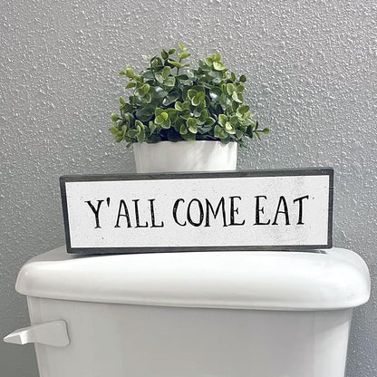Wood & Metal Southern Sign – Weatherproof Indoor Outdoor Wall Decor – Rustic Charm with "Y’all Come Eat" – Gift-Wrapped & Ready to Give