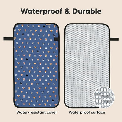 KeaBabies Portable Diaper Changing Pad, Easy Wipe Clean - Foldable Waterproof Baby Changing Mat for Diaper Bag, Compact, Lightweight, 25x13 Newborn, Infant, Baby Changer Travel Essential (Pets & Paws)
