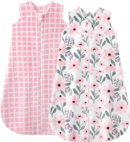 Yoofoss Fleece Baby Sleep Sack 2 Pack 1.5 Tog Baby Wearable Blanket with 2-Way Zipper