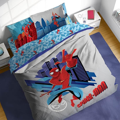 Sunny Side Up Kids Comforter Set Includes Sheets and Pillow Covers - Soft and Cozy Bed Set for Stylish Room Decor, Gray - Spiderman, 7 Piece Full Bedding