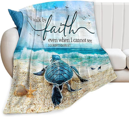 Jinflower Sea Turtle Throw Blanket - Super Warm Soft Cozy Plush Fleece Flannel Blanket for Kids & Adults - 50"x60"
