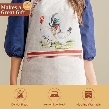 Maison d' Hermine 100% Cotton Apron for women with Pocket Kitchen Chef Apron for Men Cooking Easter Decorations