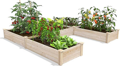 Greenes Fence Original Pine Raised Garden Bed, 8' x 8' x 10.5" U-Shaped Bed - Made in USA with American Pine