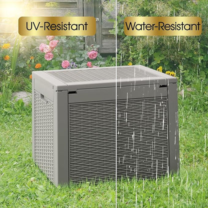Outdoor Storage Box, Resin Deck Boxes Indoor and outdoor, Waterproof Storage Box Lockable Lid (Grey, 35 Gallon-2 Pack)