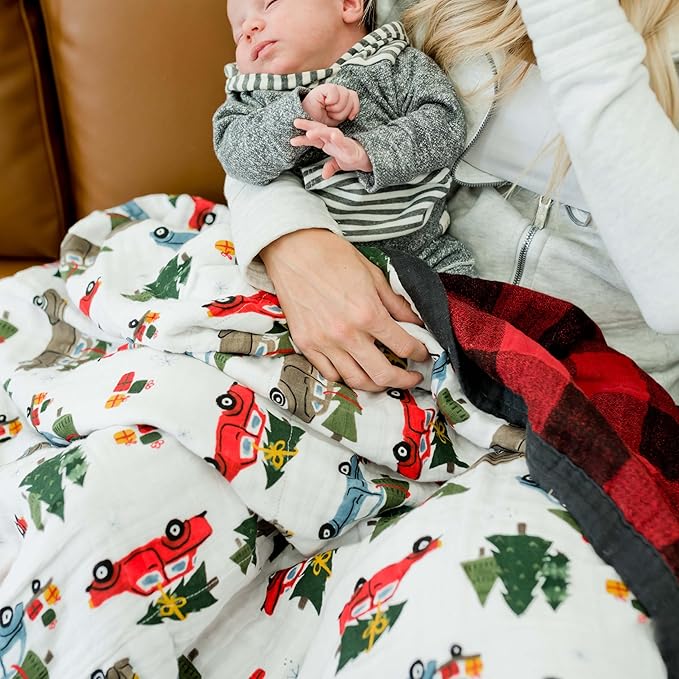 Little Unicorn Premium Quilted Throw | Super Soft, Multi-Layered Muslin XL Blanket| Great for Kids & Families (Holiday Haul)