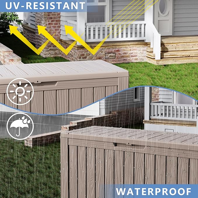 80 Gallon Waterproof Resin Deck Box, UV Resistant Outdoor Storage for Garden, Patio, Porch, Delivery, Black