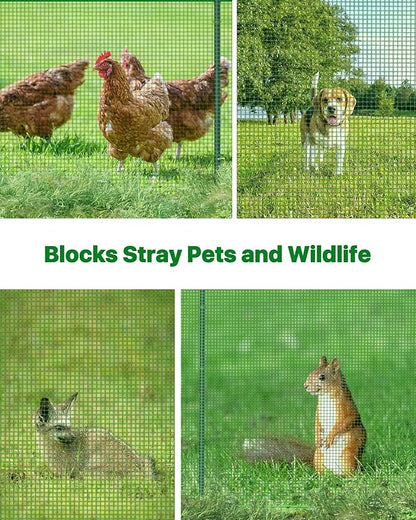 Temporary Fence with Metal Posts, 40" Hx50'L Garden Fence Animal Barrier with Ground Spikes, Plastic Fencing for Outdoor Dogs, Chicken, for Backyard, Patio, Garden