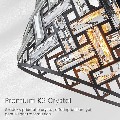 Modern Crystal Semi Flush Mount Ceiling Light, Laundry Room