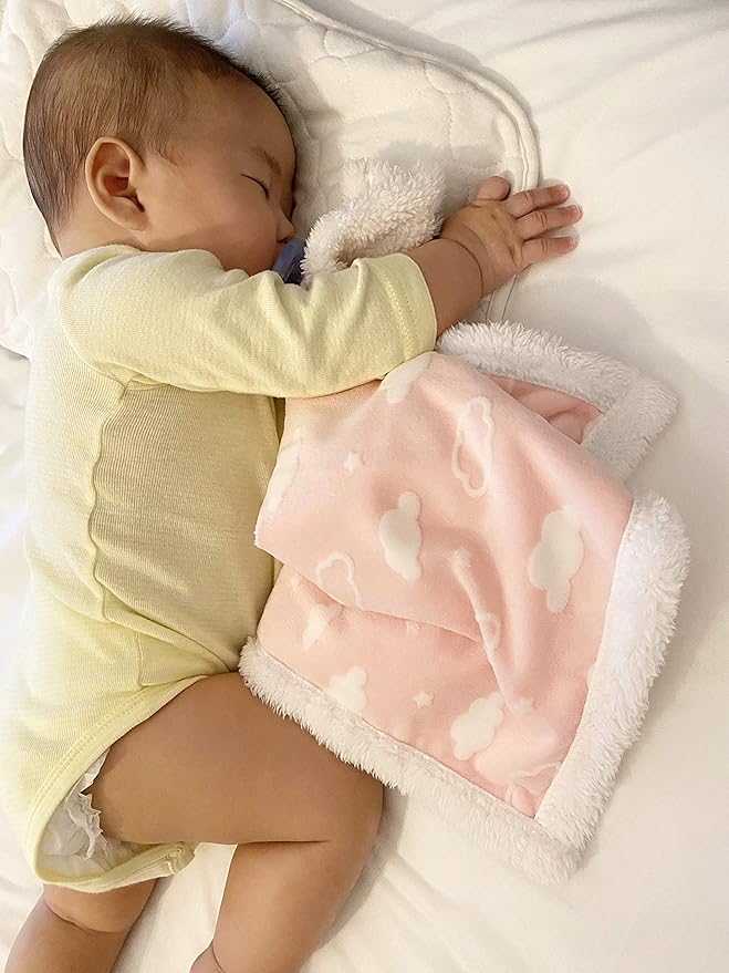 American Baby Company Heavenly Soft Chenille Sherpa Blanket Set, 3D Pink Cloud, for Girls