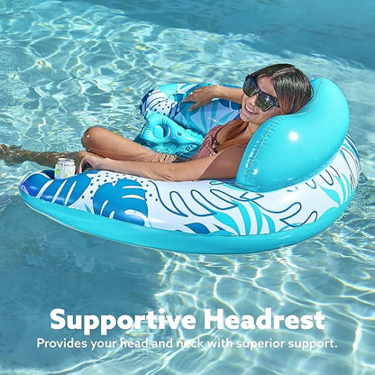 SLOOSH Inflatable Pool Floats Adult,2 Pack Pool Chairs with Cup Holders,Blow up Floats Chair,Hammock Noodle Mat for Relaxing Summer Water Fun Swimming Party Beach