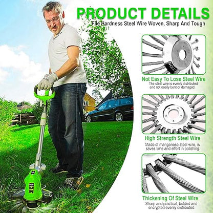 10 Inch Steel Wire Trimmer Head – Universal Weed Eater Attachment for Stihl, Dewalt, Milwaukee & More – Indestructible Weed Wacker Wire Brush Cutter Head for Lawn & Garden