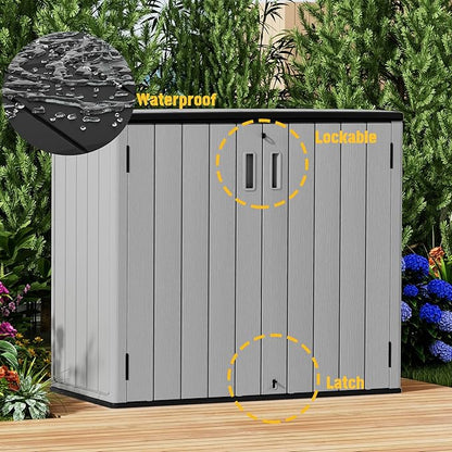 Large Outdoor Storage Box,Resin Sheds&Outdoor Storage Waterproof/Lockable,Outdoor Storage Cabinets for Balcony,Garage,Backyard (37Cu.ft-Pale Grey)