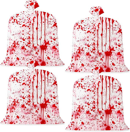 CNhoqc Halloween Lawn Leaf Bags - 8Pcs Halloween Bloody-Themed Thick Plastic Garbage Bags with Twist Ties, Fall Yard Leaf Trash Equiement, Reusable Plastic for Garden Outdoor Decorations Party Favor