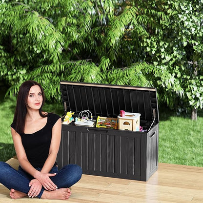 80 Gallon Outdoor Cushion Storage - Waterproof Deck Storage Box & Patio Storage Box, SpaceMax Resin Chest with Lock for Pool/Garden Tools, UV-Resistant, Onyx Black