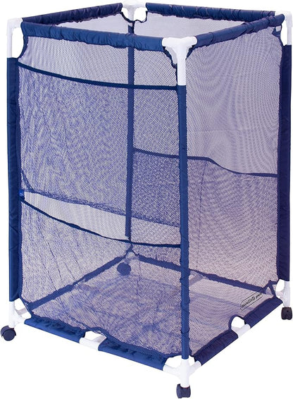 Essentially Yours Rolling Pool Storage Organizer Bin, Medium, (25.4" W x 25.4" L x 40" H), Blue / White Style 417227