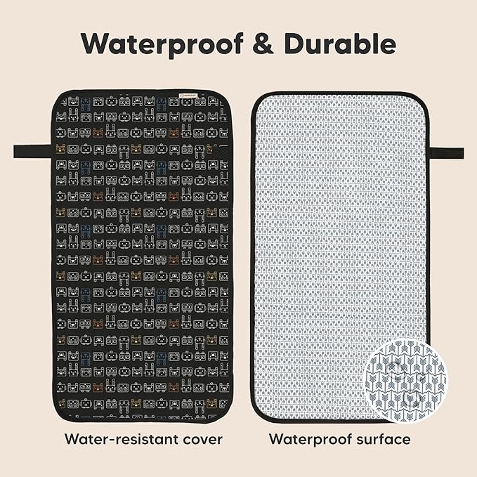 KeaBabies Portable Diaper Changing Pad, Easy Wipe Clean - Foldable Waterproof Baby Changing Mat for Diaper Bag, Compact, Lightweight, 25x13 Newborn, Infant, Baby Changer Travel Essential (Pixel)