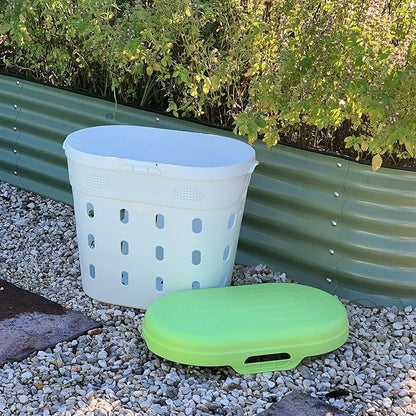 Vego Garden In-Ground Worm Composter Outdoor Farm Compost Bin 8 Gallons BPA-Free Composting System for Raised Garden Beds Lime, Twin Pack