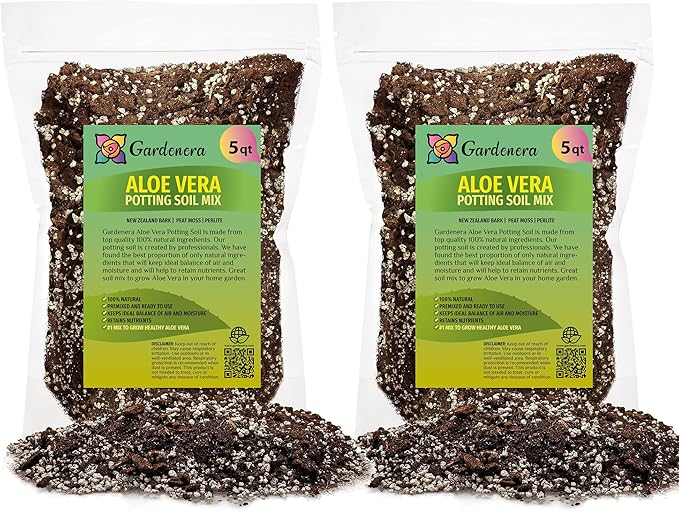 GARDENERA Premium Aloe Vera Potting Soil Mix - 10 Quart - (2 Bags of 5QT)