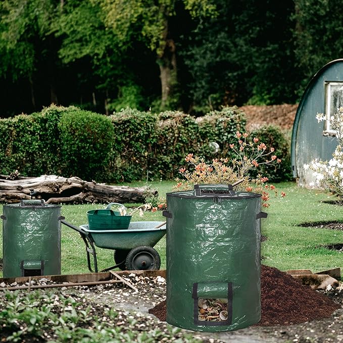 Large Compost Bin Bags,Garden Compost Bin Bags 80 Gallon(300L) Outdoor Collapsible Garden Yard Garbage Cans Fallen Leaf Bag (Green 1pc)