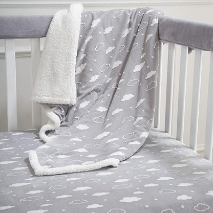 American Baby Company Heavenly Soft Chenille Sherpa Receiving Blanket, 3D Gray, 30" x 35", Warm and Cozy for Boys and Girls, Ideal for Baby Carrier, Stroller, and Travel