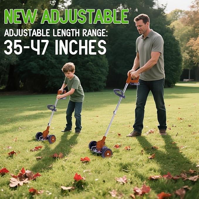Weed Wacker Cordless Adjustable Weed Eaters 3 in 1 Electric String Trimmer Lawn with Two Battery with Charger Comes with Multiple Blades for Yard,Green,Garden(Coffee)