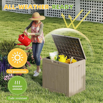 30 Gallon Waterproof Resin Deck Box, UV Resistant Outdoor Storage for Garden, Patio, Porch, Delivery, Grey