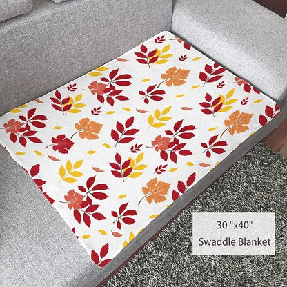 Thuswarm Autumn Colorful Pecan Leaf Flannel Blanket for Autumn Winter Gifts Warm Cozy Soft Funny Print Throw for Bed Couch Sofa 120”×90” Extra Large for Family