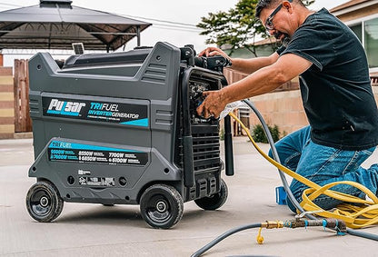 Pulsar 9500W Tri Fuel Gasoline Propane Natural Gas Portable Inverter Generator w/Remote Start & CO Sentry for Home Use GS95TiSCO