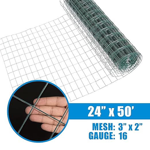 Fencer Wire 16 Gauge Green Vinyl Coated Welded Wire Mesh Size 2 inch X 3 inch