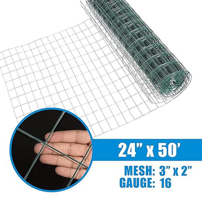 Fencer Wire 16 Gauge Green Vinyl Coated Welded Wire Mesh Size 2 inch X 3 inch