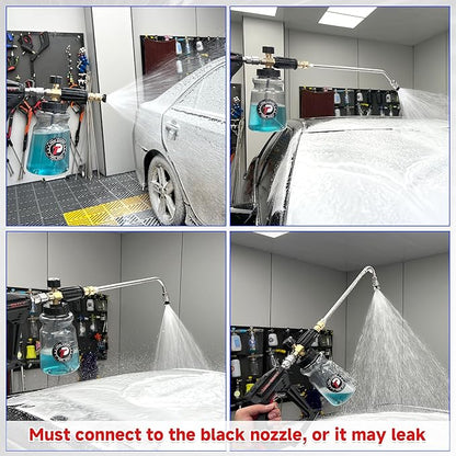Tool Daily Pressure Washer Foam Cannon with 3 Pieces Curved Extension Wands 16 Inch, Soap Spray Nozzle, 1/4” Quick Connect, 3600 PSI